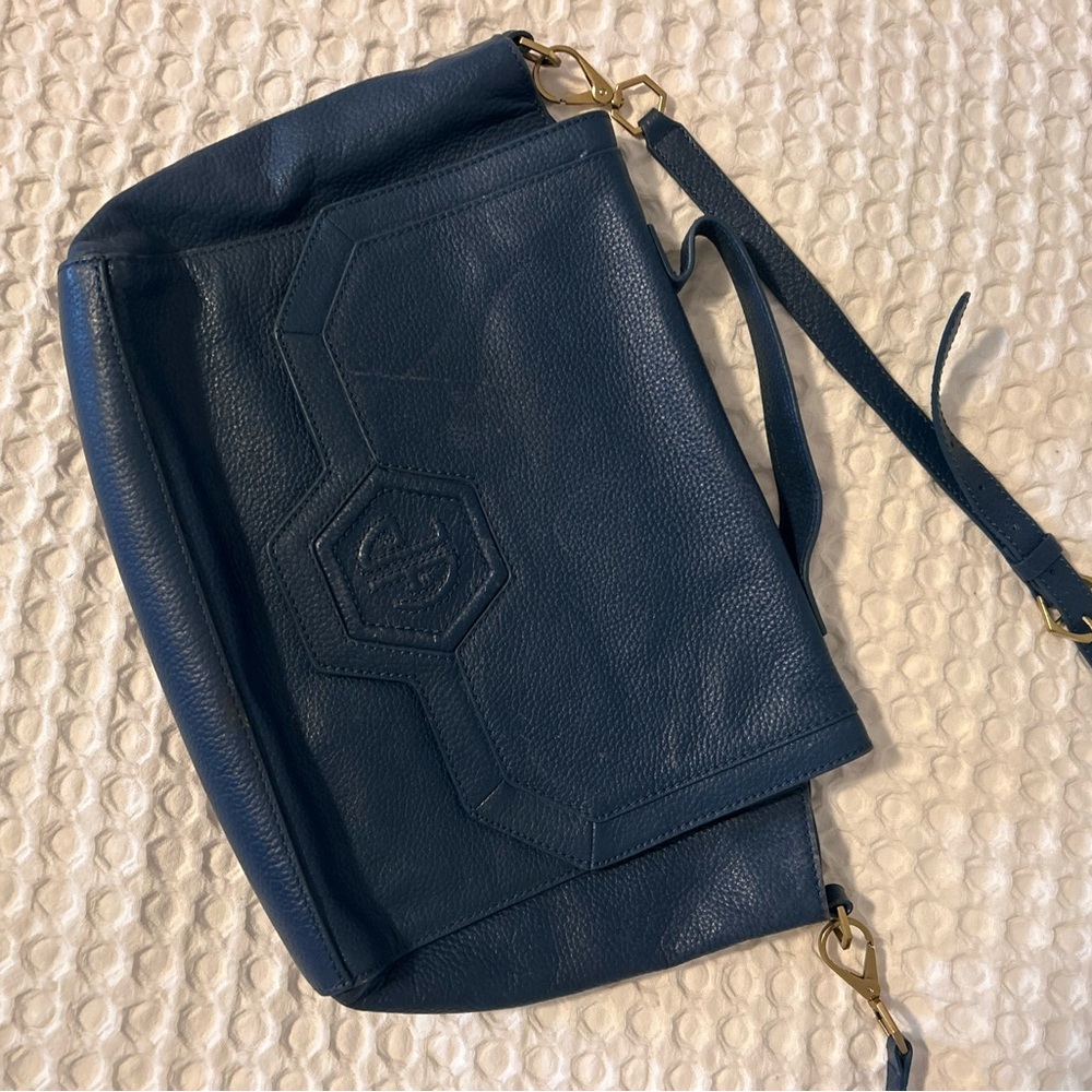 Jonathan Adler Dark Blue Leather Shoulder Bag